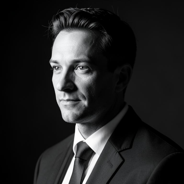 Editorial mono headshot style